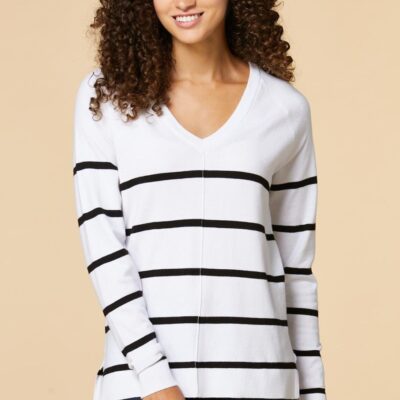 Apparel VERSONA  | Personality Stripe Sweaterwhite White_Multi