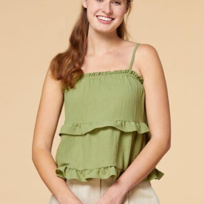 Apparel VERSONA  | A Crinkle Of Sunshine Tank Light_Green