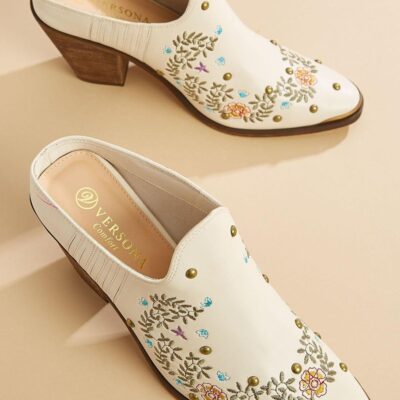 Shoes VERSONA  | Floral Embroidered Booties Pristine_Ivory