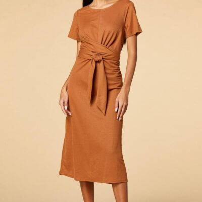 Apparel VERSONA  | Dont Get It Twisted Dress Brown