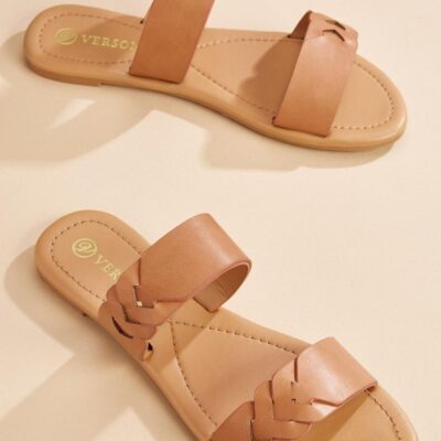 Shoes VERSONA  | Half Braided Band Sandals Cognac