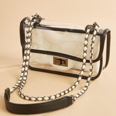 Accessories VERSONA  | Clear Thinking Bag Black_White_Pattern