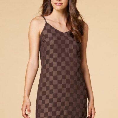 Apparel VERSONA  | Double Checking Dress Brown