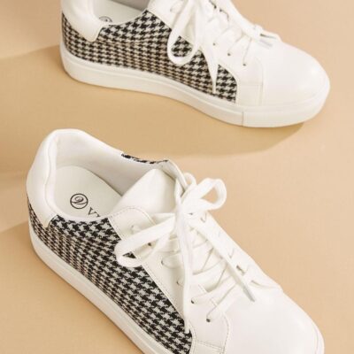 Shoes VERSONA  | Hidden Wedge Hip Sneakers Black_White_Pattern