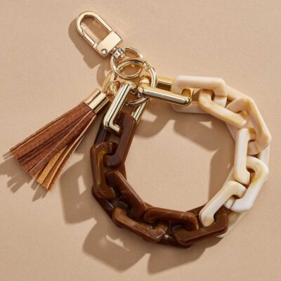 Accessories VERSONA  | Colorblock Bracelet Keychain Tortoiseshell