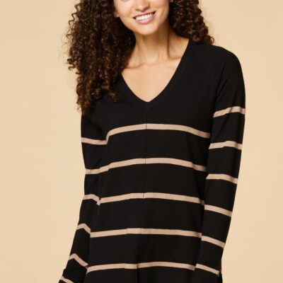 Apparel VERSONA  | Personality Stripe Sweaterblack Black_Print