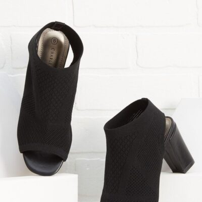 Shoes VERSONA  | Knit Open Toe Booties New_Black