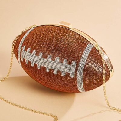 Accessories VERSONA  | Rhinestone Football Crossbody Cognac