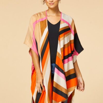 Accessories VERSONA  | Stripe A Pose Kimono Fuchsia