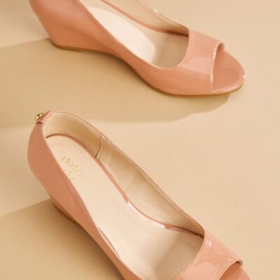 Shoes VERSONA  | Open Toe Patent Wedges Nude