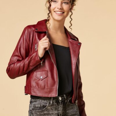 Apparel VERSONA  | Rebel Girl Moto Jacket Burgundy