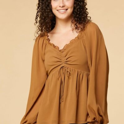 Apparel VERSONA  | Take A Frill Pill Top Brown