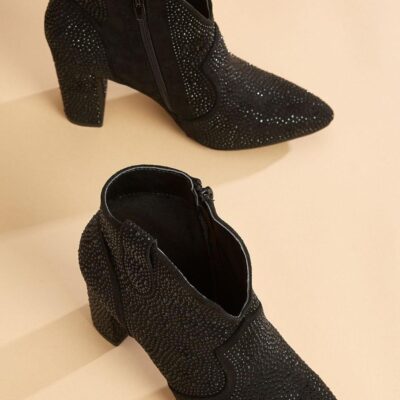 Shoes VERSONA  | Rockin Rhinestone Booties New_Black