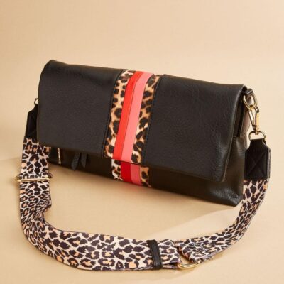 Accessories VERSONA  | Leopard Strap Crossbody New_Black