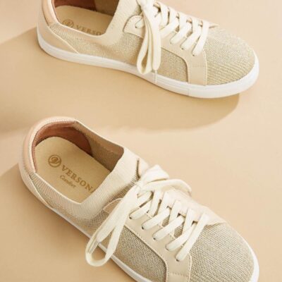 Shoes VERSONA  | Lurex Knit Sneakers Beige