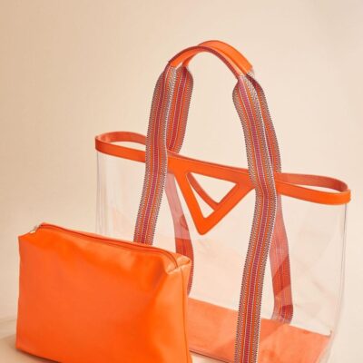 Accessories VERSONA  | Lucite Oversized Tote Set Red_Orange