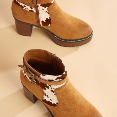 Shoes VERSONA  | Cow Print Hiker Booties Cow_Print