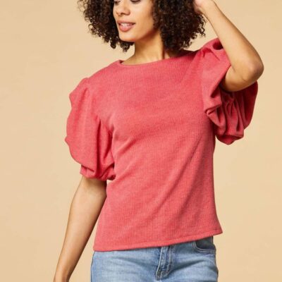 Apparel VERSONA  | Puff Love Top Barbados_Cherry