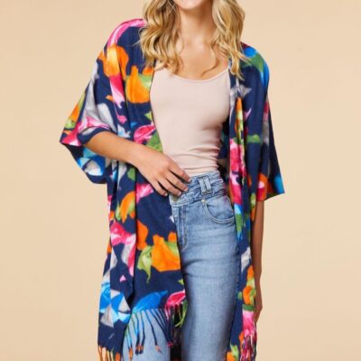 Accessories VERSONA  | Flower Child Kimono Navy