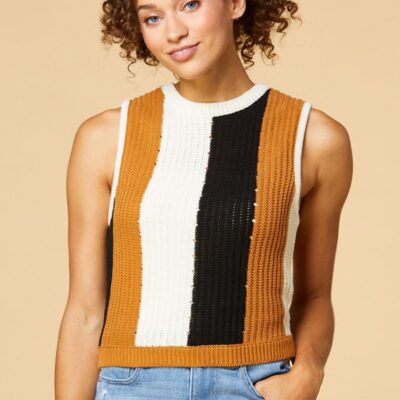 Apparel VERSONA  | Bars And Stripes Tank Camel