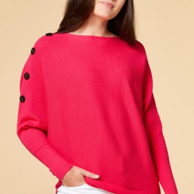 Apparel VERSONA  | Push My Buttons Sweater Pink