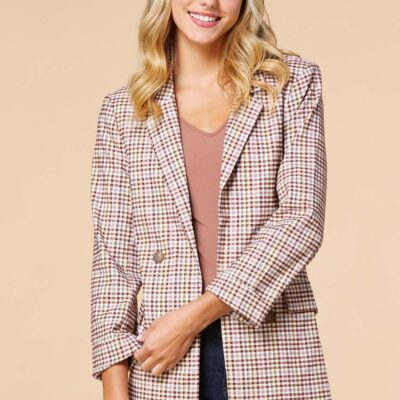 Apparel VERSONA  | Plaid But True Blazer Brown