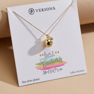 Accessories VERSONA  | Fine Plated Best Teacher Necklace Two_Tone