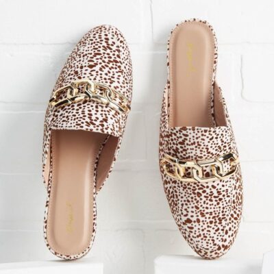 Shoes VERSONA  | Leopard Chain Mules Leopard_Pattern