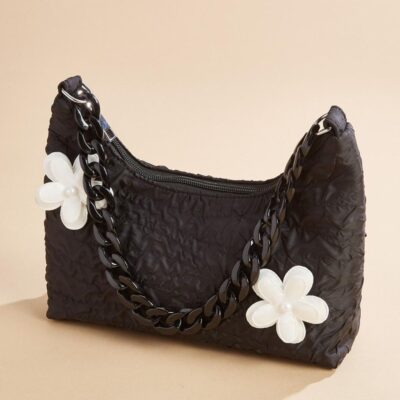 Accessories VERSONA  | Daisy Chain Bag Black_White_Pattern