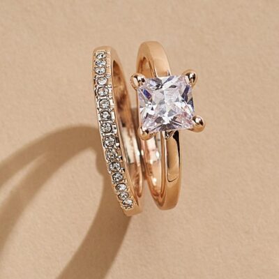 Accessories VERSONA  | Engagement Ring Set Rose_Gold