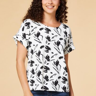 Apparel VERSONA  | Abstract Blooms Top White_Multi