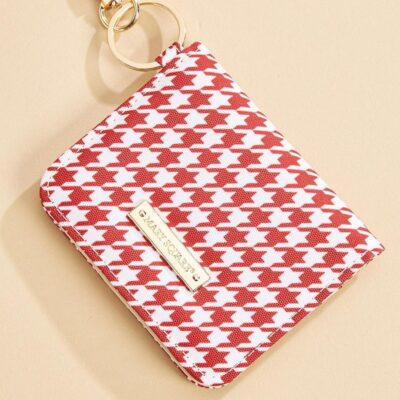 Accessories VERSONA  | Red And White Houndstooth Id Wallet Sun_Dried_Tomato